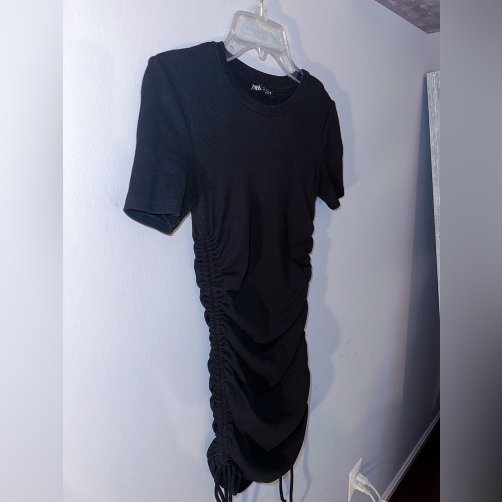 S zara black ribbed bodycon dress